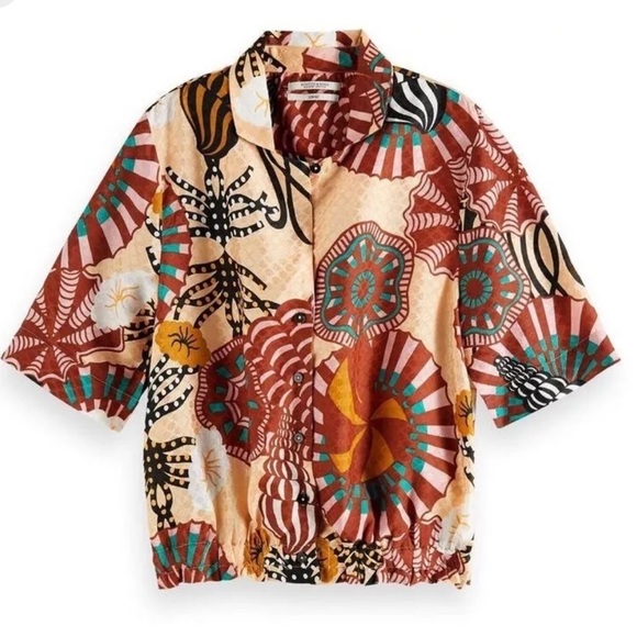 Scotch & Soda Sunray Viscose Printed Hawaiian Shirt Top - Picture 3 of 11